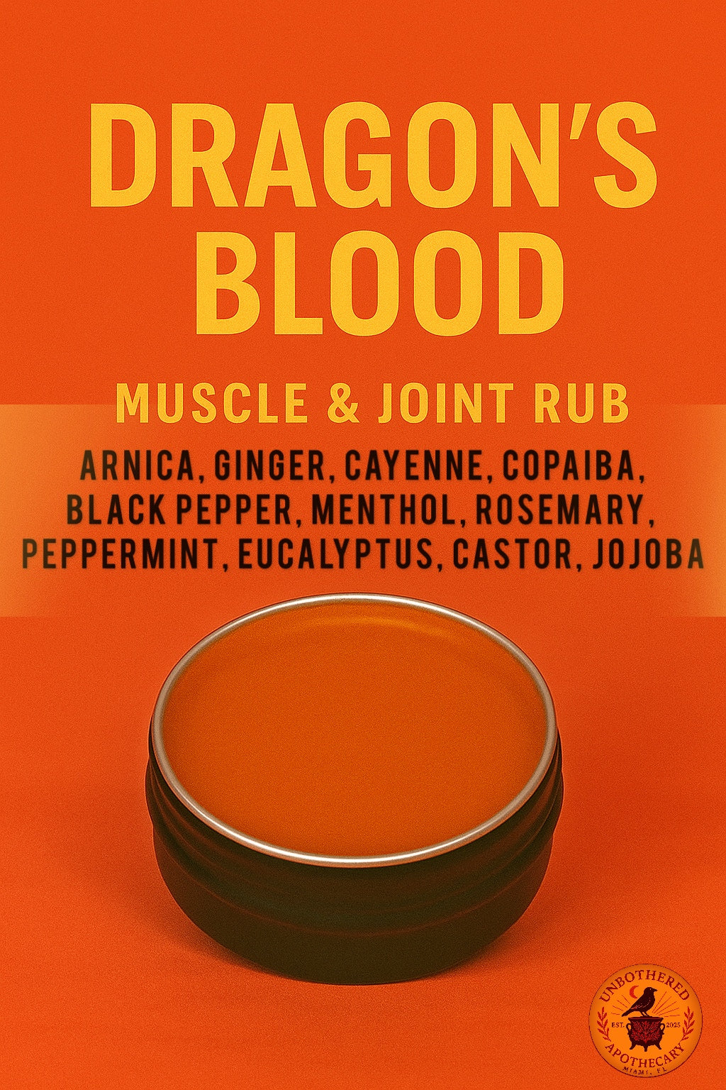 Dragon's Blood Muscle & Joint Rub 1oz Tin I Arnica, Ginger, Cayenne Menthol