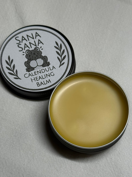 Sana Sana Calendula Healing Salve I 1oz Tin I First-Aid I Cuts, Scrapes, Rashes, Redness I 100% Organic